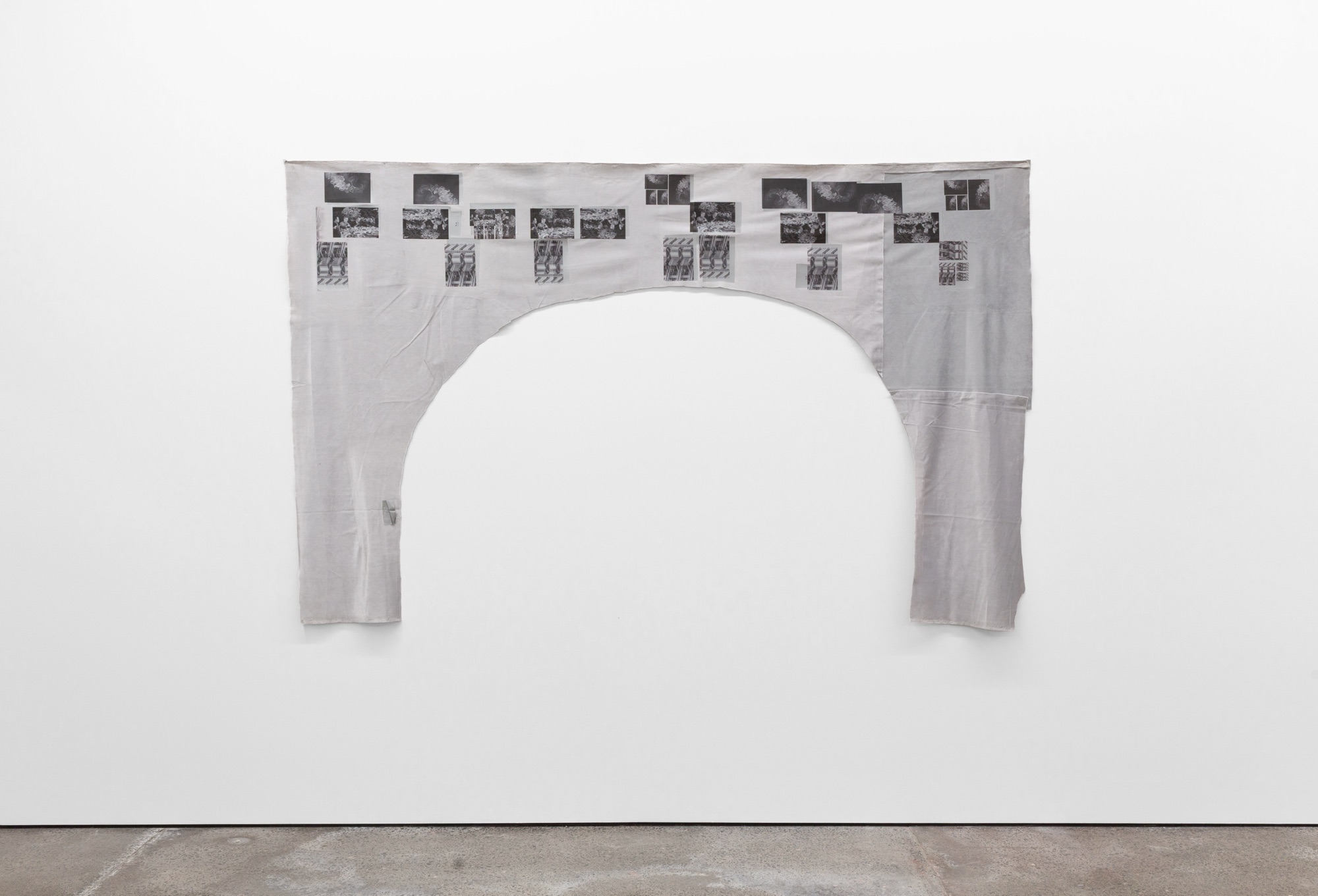 Arch | 2025 | heat foil, uv print on synthetic velvet | 155 x 245 cm | https://sumer.nz/exhibitions/73-martyn-reynolds-arch/overview/