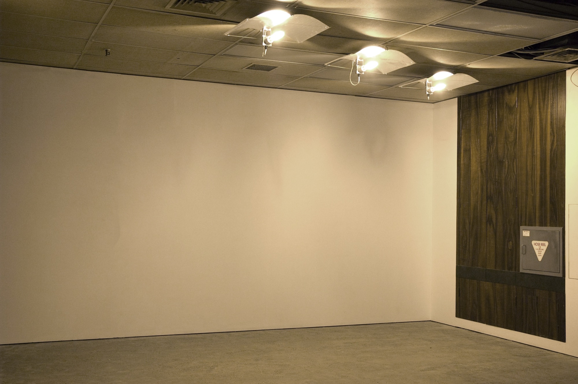 No letting go, no holding back | Mercedes billboard skin, three hydroponic grow lamps, removed ceiling tiles | variable dimensions | Newcall Gallery, Auckland | 2008