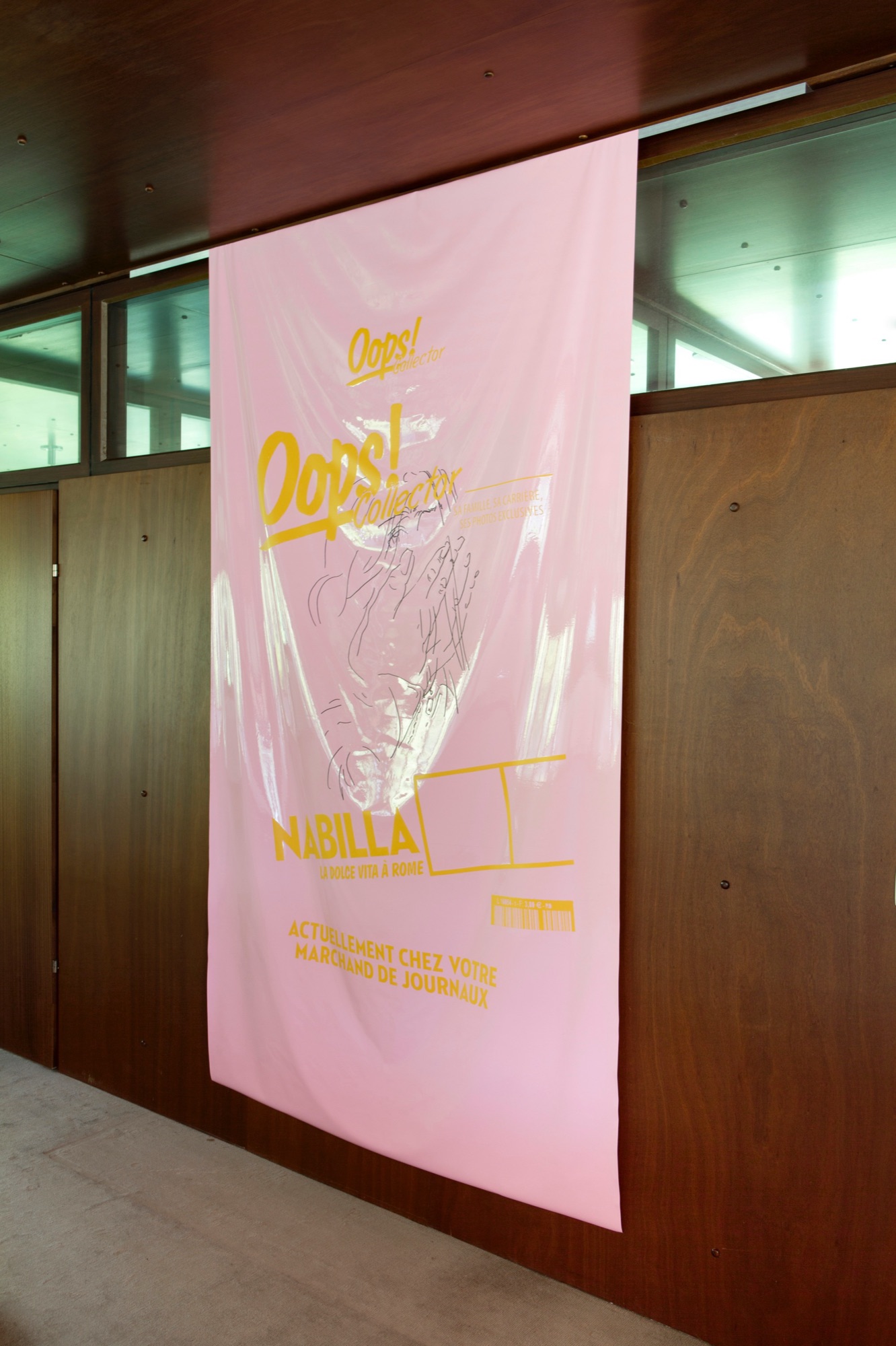 Oops! Nabilla | (in collaboration with Halvor Rønning) | 2014 | uv print on pvc | 280 x 200 cm | https://www.contemporaryartdaily.com/project/new-needs-at-haus-wittmann-etsdorf-am-kamp-9066