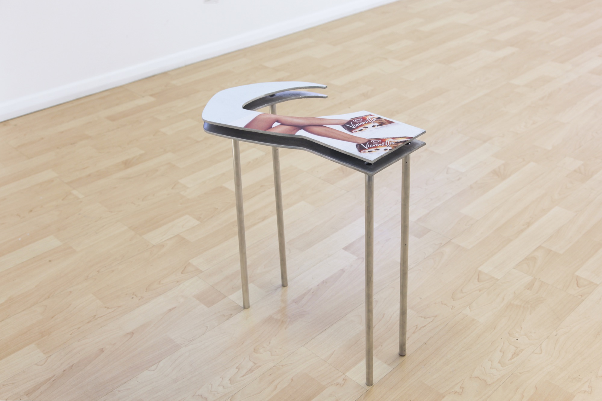Viennetta shoes (for Tina) | 2014 | uv print on cast aluminium, aluminium tubes | 70 x 50 x 40 cm | https://eyecontactmagazine.com/2014/05/martyn-reynolds-at-gloria-knight
